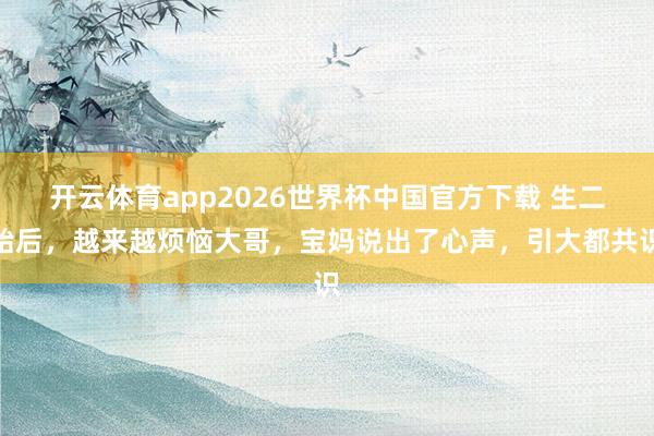 开云体育app2026世界杯中国官方下载 生二胎后,越来越烦恼大哥,宝妈说出了心声,引大都共识