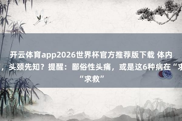 开云体育app2026世界杯官方推荐版下载 体内有病,头颈先知?提醒:鄙俗性头痛,或是这6种病在“求救”