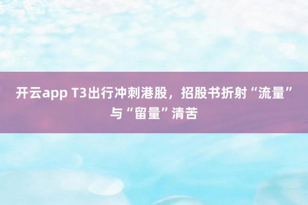 开云app T3出行冲刺港股,招股书折射“流量”与“留量”清苦