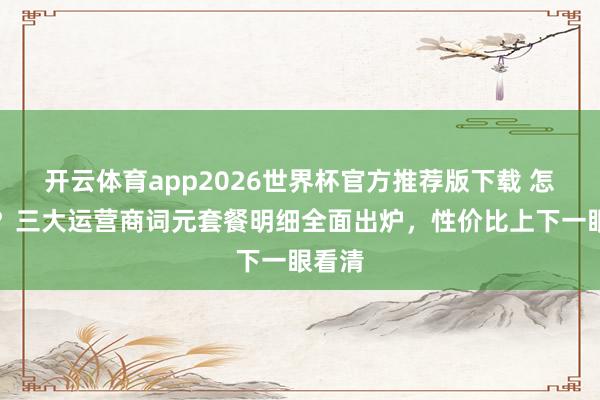 开云体育app2026世界杯官方推荐版下载 怎么选?三大运营商词元套餐明细全面出炉,性价比上下一眼看清