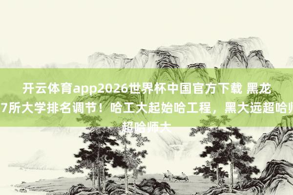开云体育app2026世界杯中国官方下载 黑龙江27所大学排名调节!哈工大起始哈工程,黑大远超哈师大