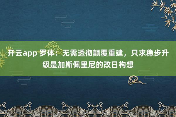 开云app 罗体:无需透彻颠覆重建,只求稳步升级是加斯佩里尼的改日构想