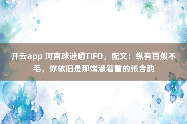 开云app 河南球迷晒TIFO，配文：纵有百般不毛，你依旧是那端淑着重的张含韵