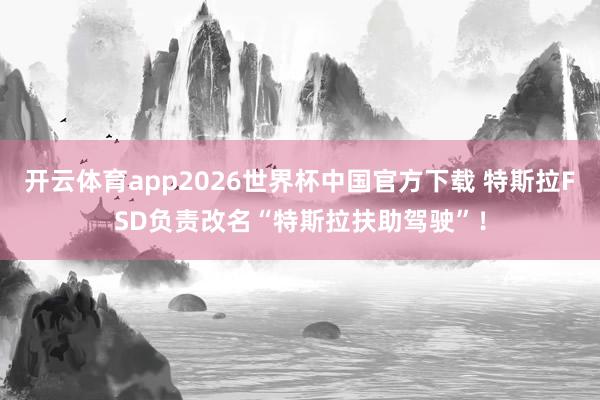 开云体育app2026世界杯中国官方下载 特斯拉FSD负责改名“特斯拉扶助驾驶”!