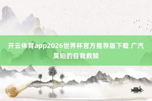 开云体育app2026世界杯官方推荐版下载 广汽昊铂的自我救赎