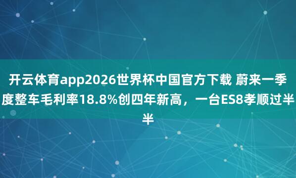 开云体育app2026世界杯中国官方下载 蔚来一季度整车毛利率18.8%创四年新高,一台ES8孝顺过半