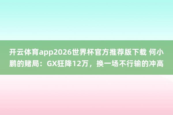 开云体育app2026世界杯官方推荐版下载 何小鹏的赌局:GX狂降12万,换一场不行输的冲高
