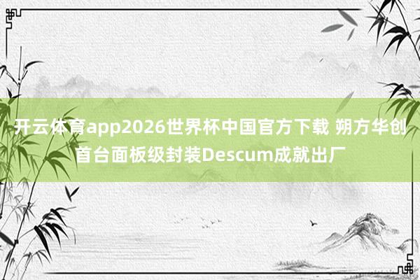 开云体育app2026世界杯中国官方下载 朔方华创首台面板级封装Descum成就出厂