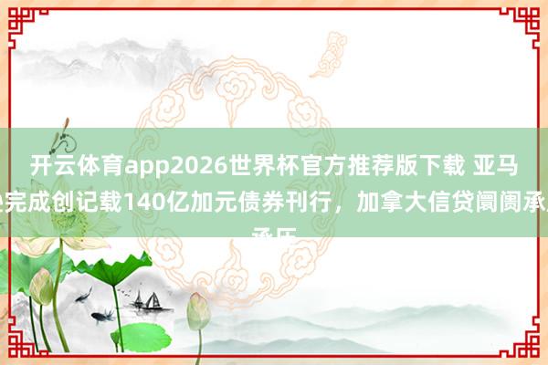 开云体育app2026世界杯官方推荐版下载 亚马逊完成创记载140亿加元债券刊行,加拿大信贷阛阓承压