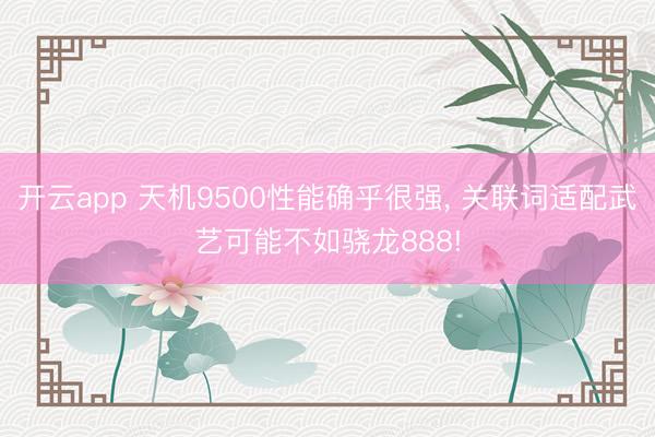 开云app 天机9500性能确乎很强, 关联词适配武艺可能不如骁龙888!
