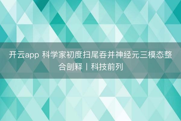 开云app 科学家初度扫尾吞并神经元三模态整合剖释丨科技前列
